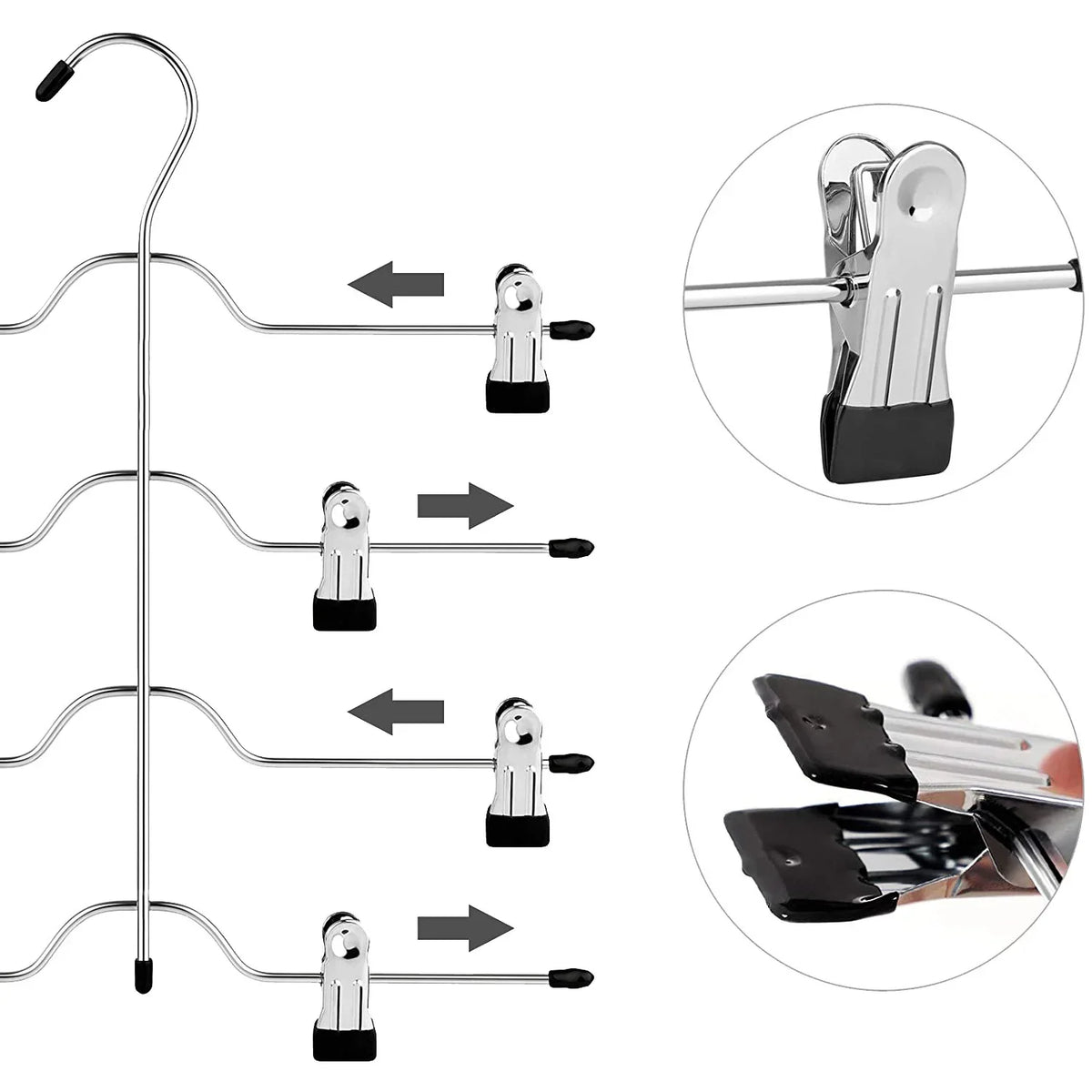 A36T-4 Tier Pants Hangers Metal Skirt Clips Trouser Hanger Slacks