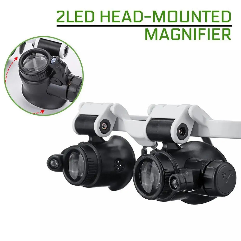 LED Head Magnifier Loupe – 8X 15X 23X Adjustable Headband