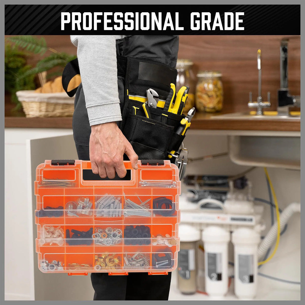 34-Compartment Double-Sided Tool Box Organizer | Hardware Storage