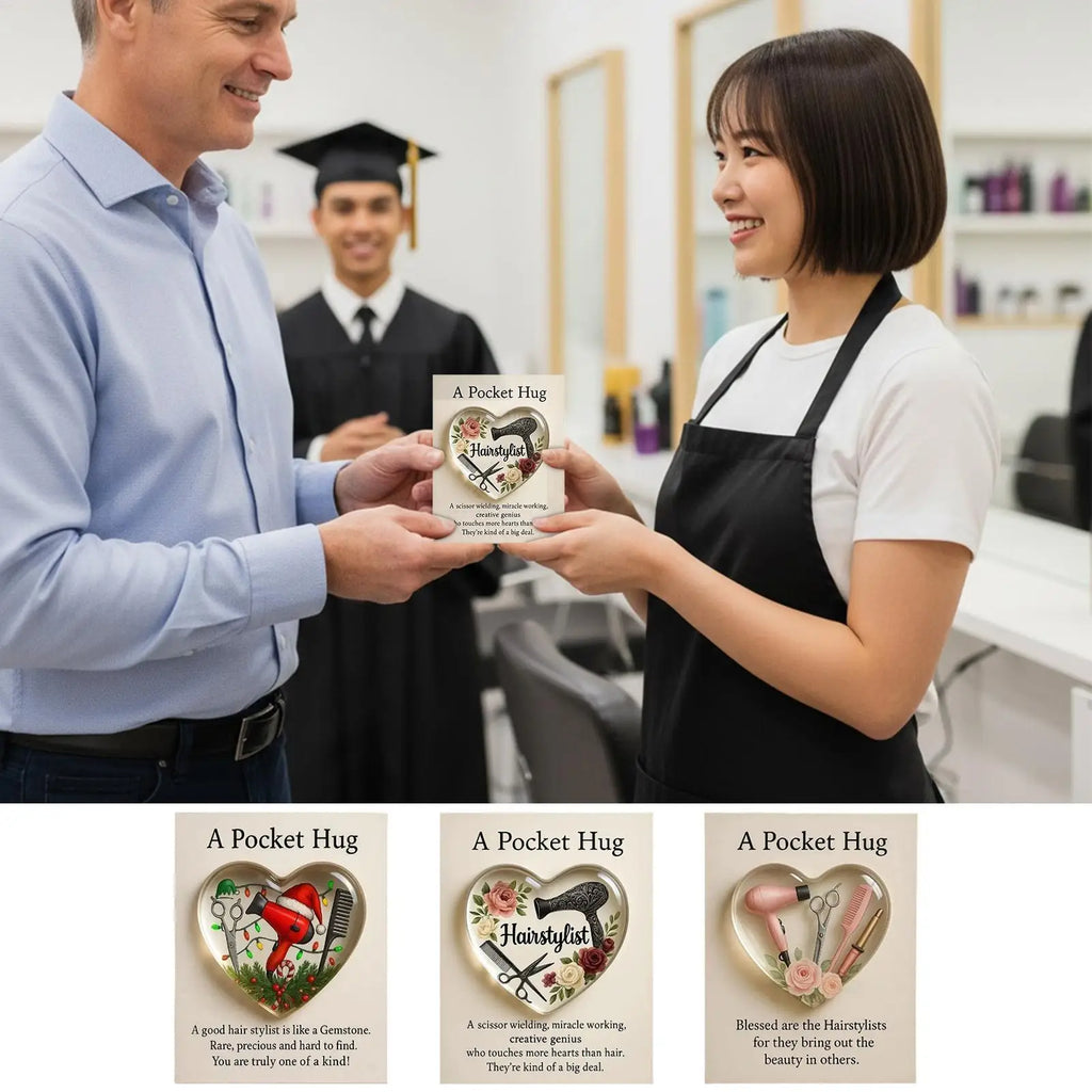 Heart Hug Pocket Acrylic Card | Hairdresser & Barber Gift