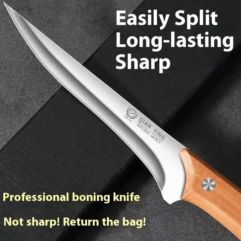 Stainless Steel Fillet & Boning Knife – Wooden Handle Chef Knife