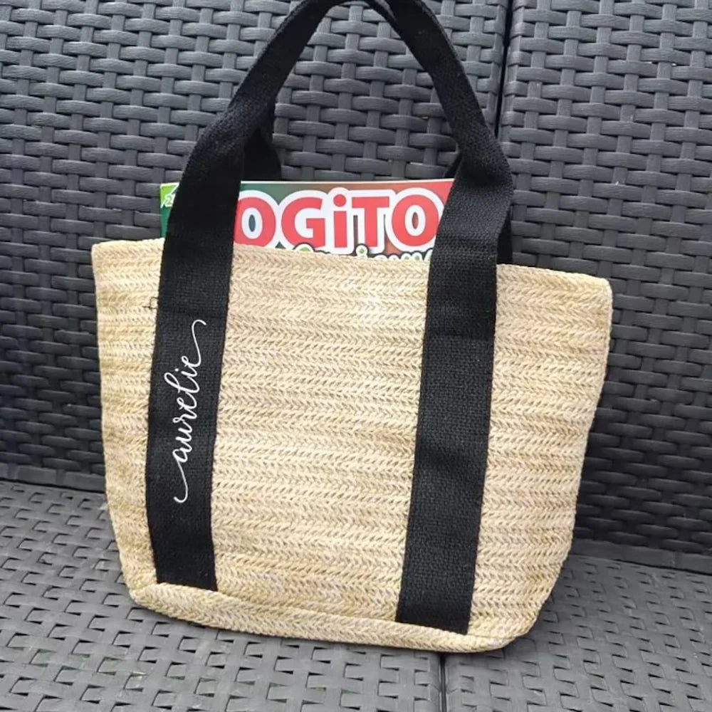 Custom Burlap Tote Bag | Bridesmaid & Bachelorette Beach Gift