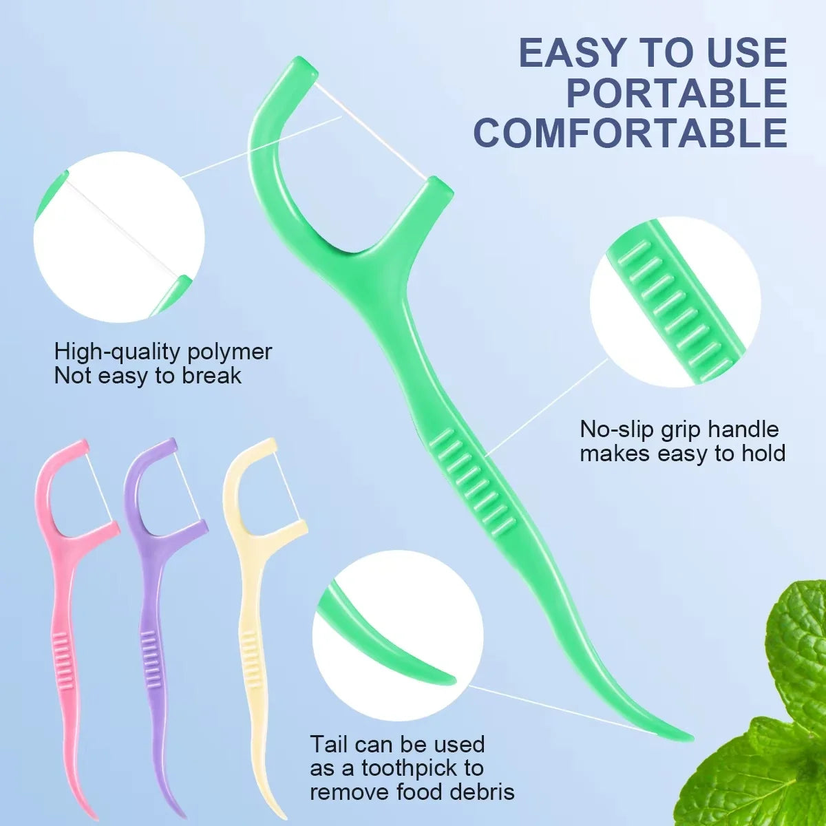 300-Pack Mint Dental Floss Picks – Ultra-Fine Adult Flosser