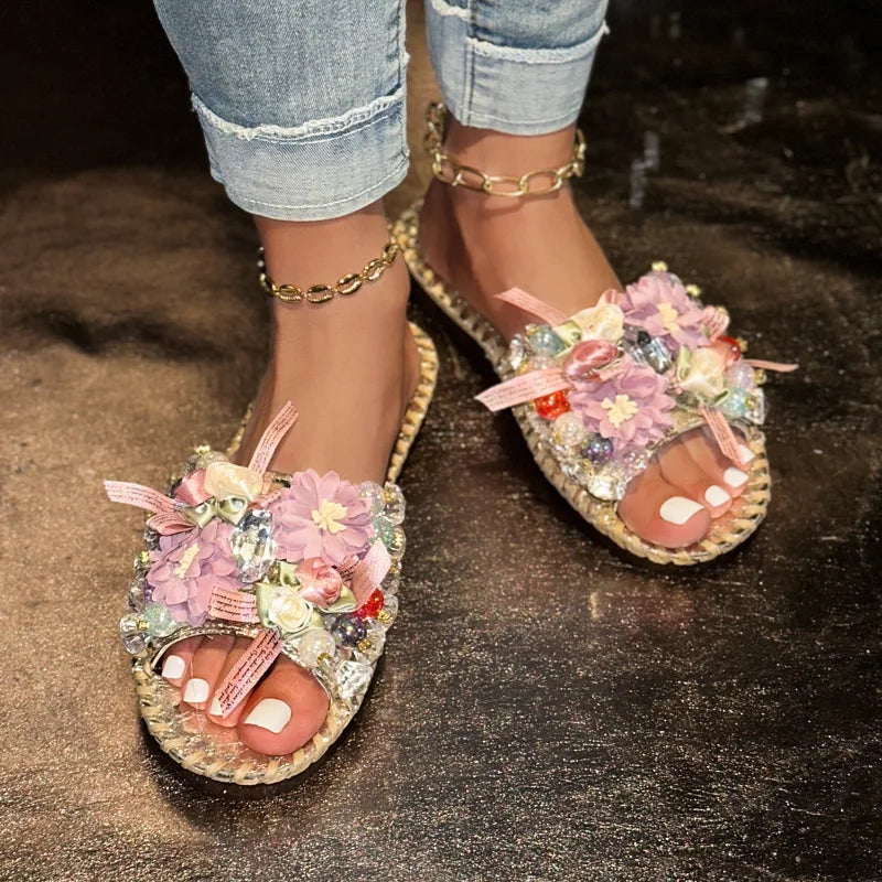 UXST Women Platform Slippers – Floral Bohemian Flat Sandals