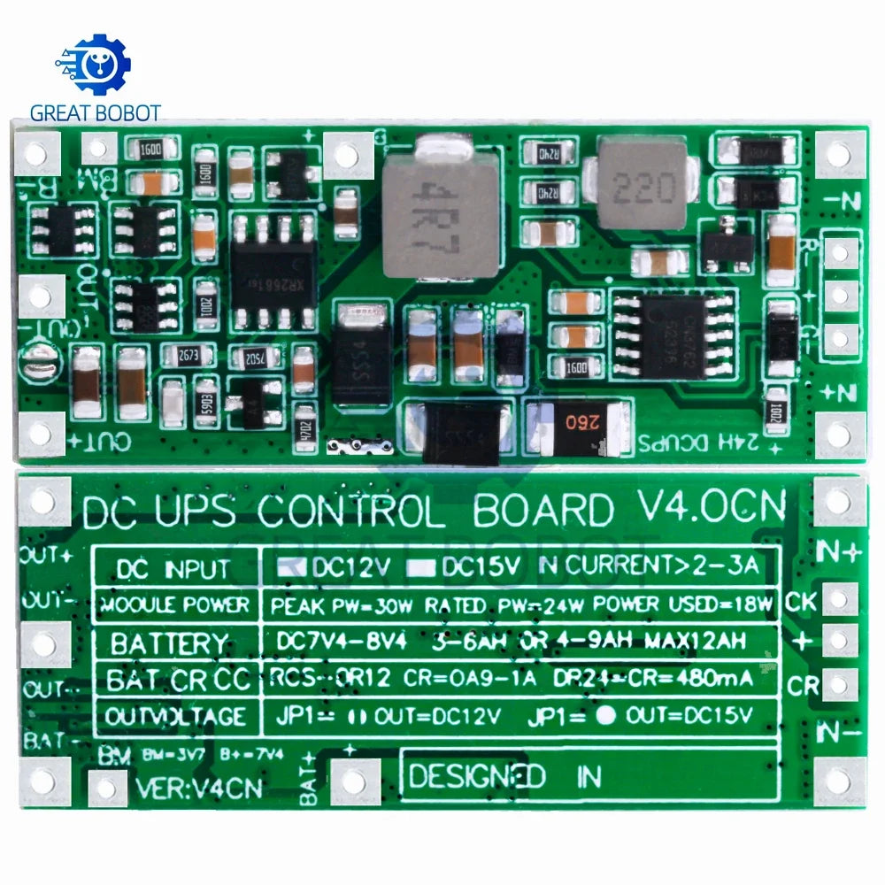 2S UPS Power Supply Module 12V/15V 24W Step-Up Protection