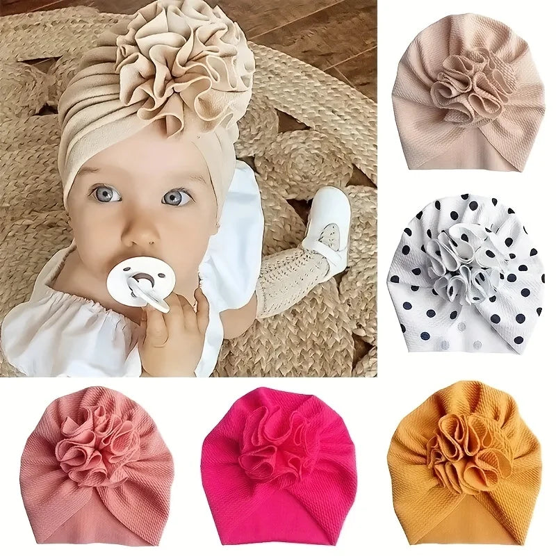Baby Flower Turban Hats – Soft Head Wraps for Newborns 1–3Y