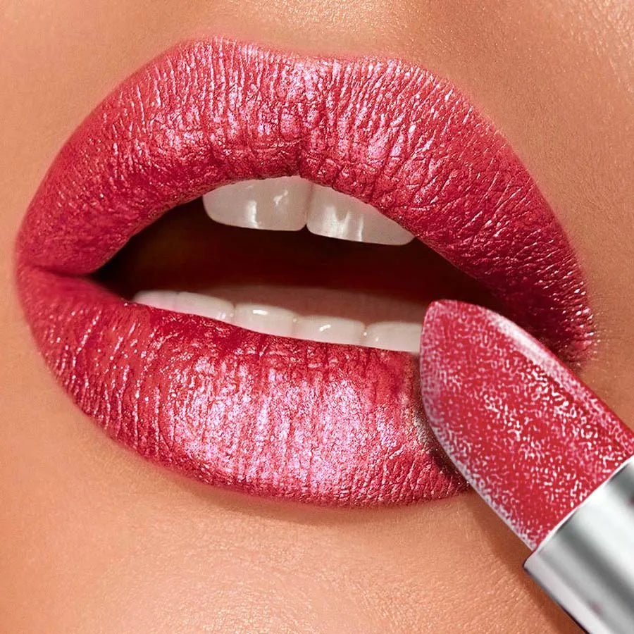 KAFURUX Red Metallic Glitter Lip Glaze – Shimmer Lipstick