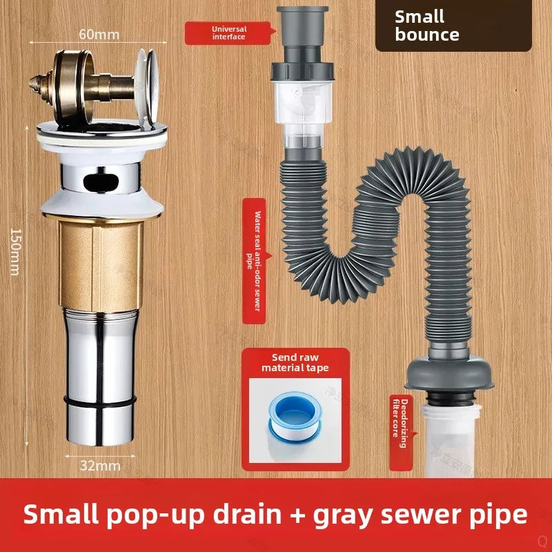 P-Trap Kitchen Sink Drain Set – Strainer, Hose & Odor Filter