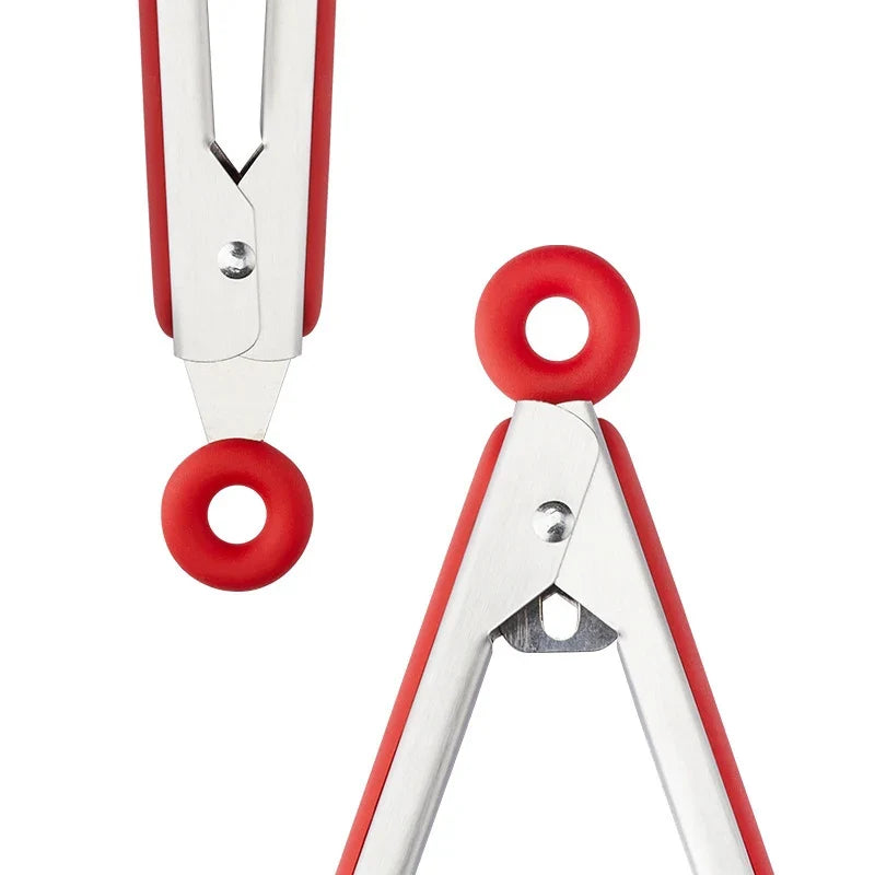 Silicone Food Tongs – Heat Resistant Stainless Steel BBQ Kitchen