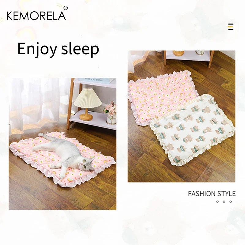 KEMORELA Double-Sided Pet Sleeping Mat – Cat & Dog Warm Pad