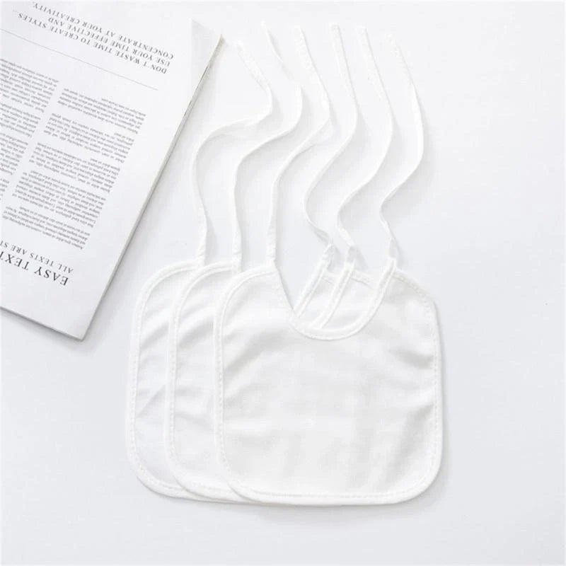 10-Pack White Cotton Baby Bibs | DIY Sublimation Blank Burp Cloths