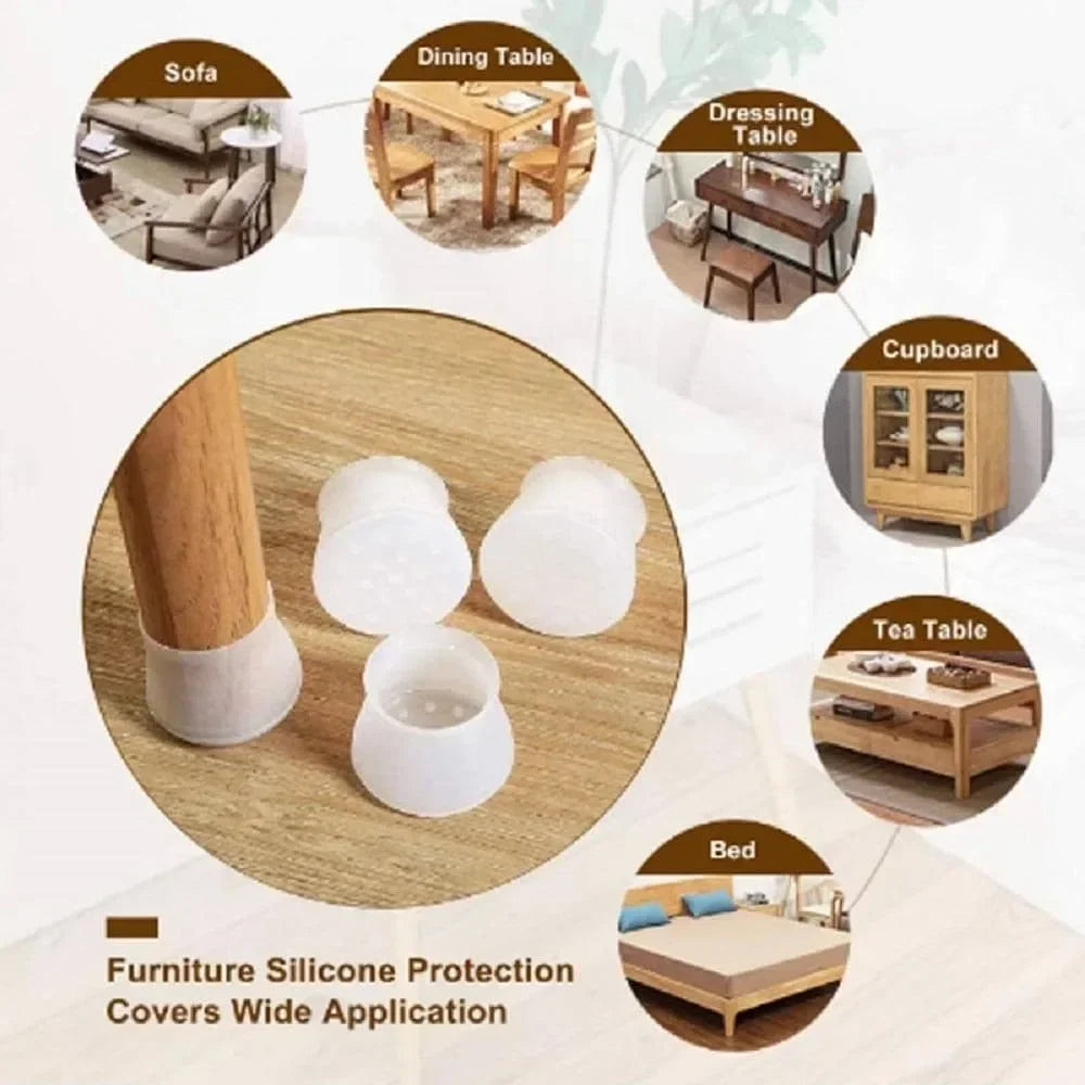 Silicone Chair Leg Caps Anti-Slip Floor Protectors 24 Pcs