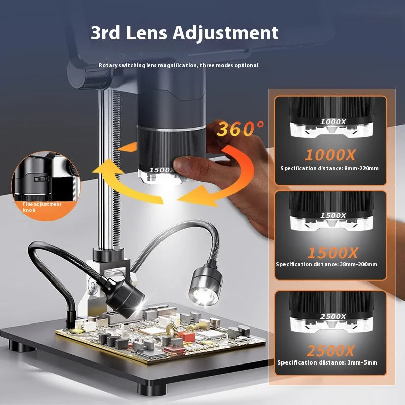 10.1-Inch Digital Microscope 500X – PCBA & Biology Inspection