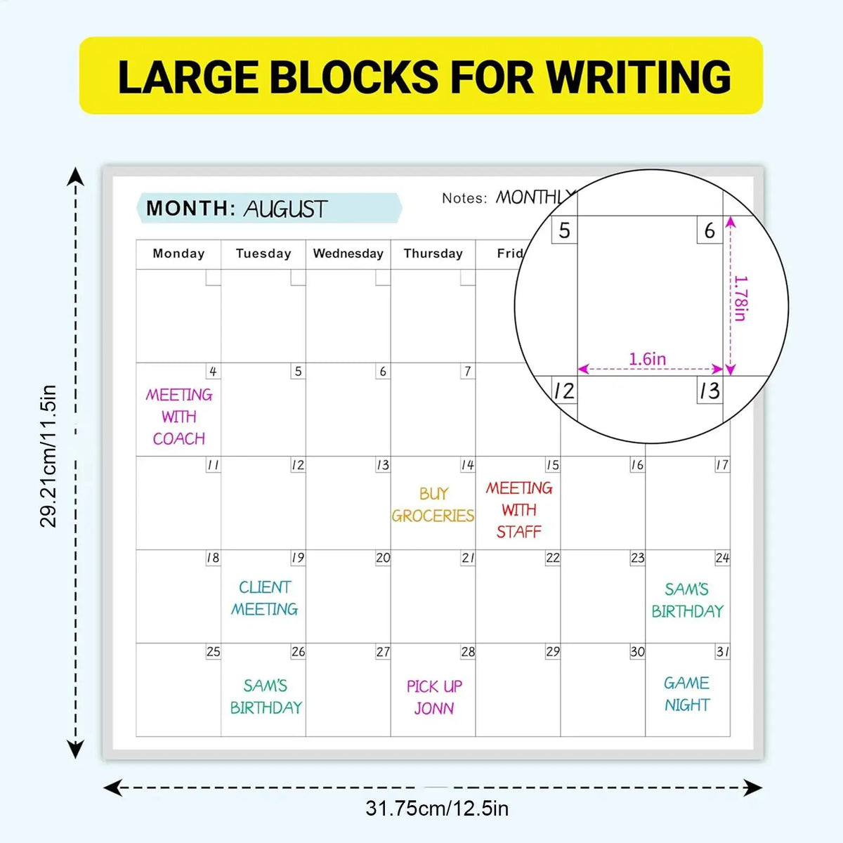 Giant Dry Erase Wall Calendar – Undated 150×85cm Planner