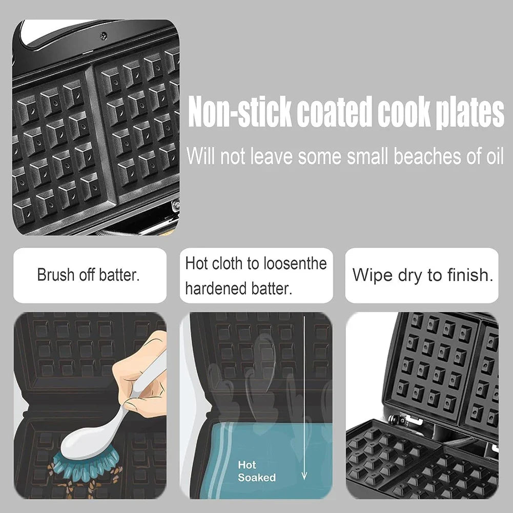 750W Non-Stick Sandwich & Waffle Maker Press | Countertop