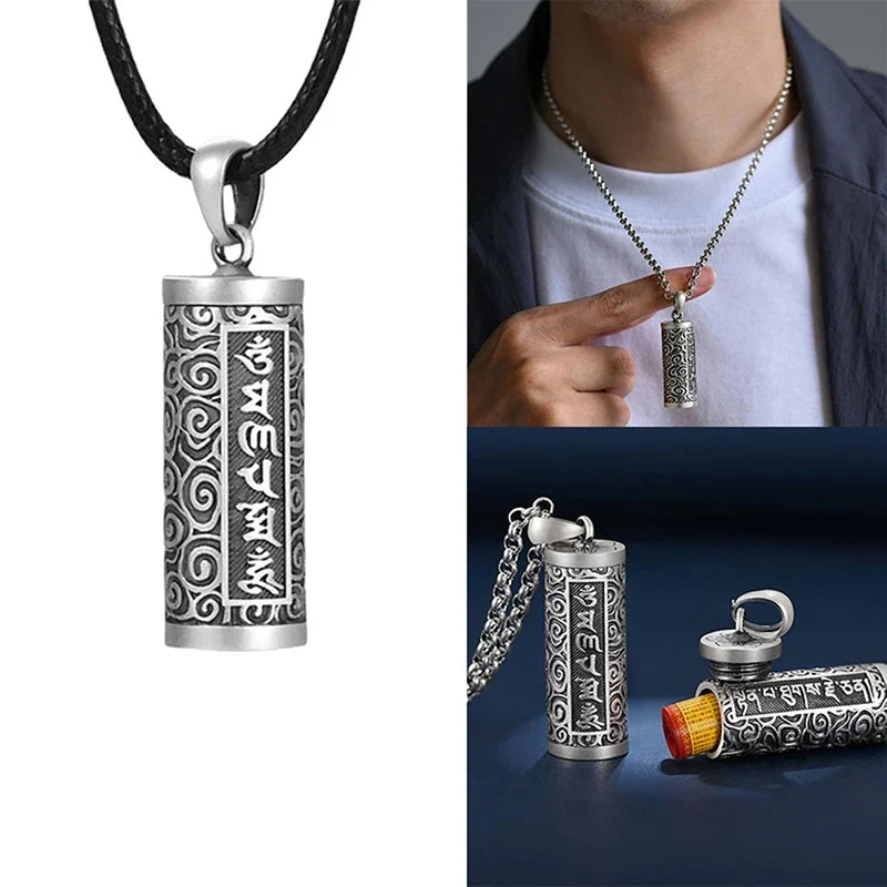 Copper Silver Cylinder Keepsake Pendant Necklace | Pill Box