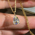 Huitan Pear CZ Pendant Necklace – Gold Women's Jewelry