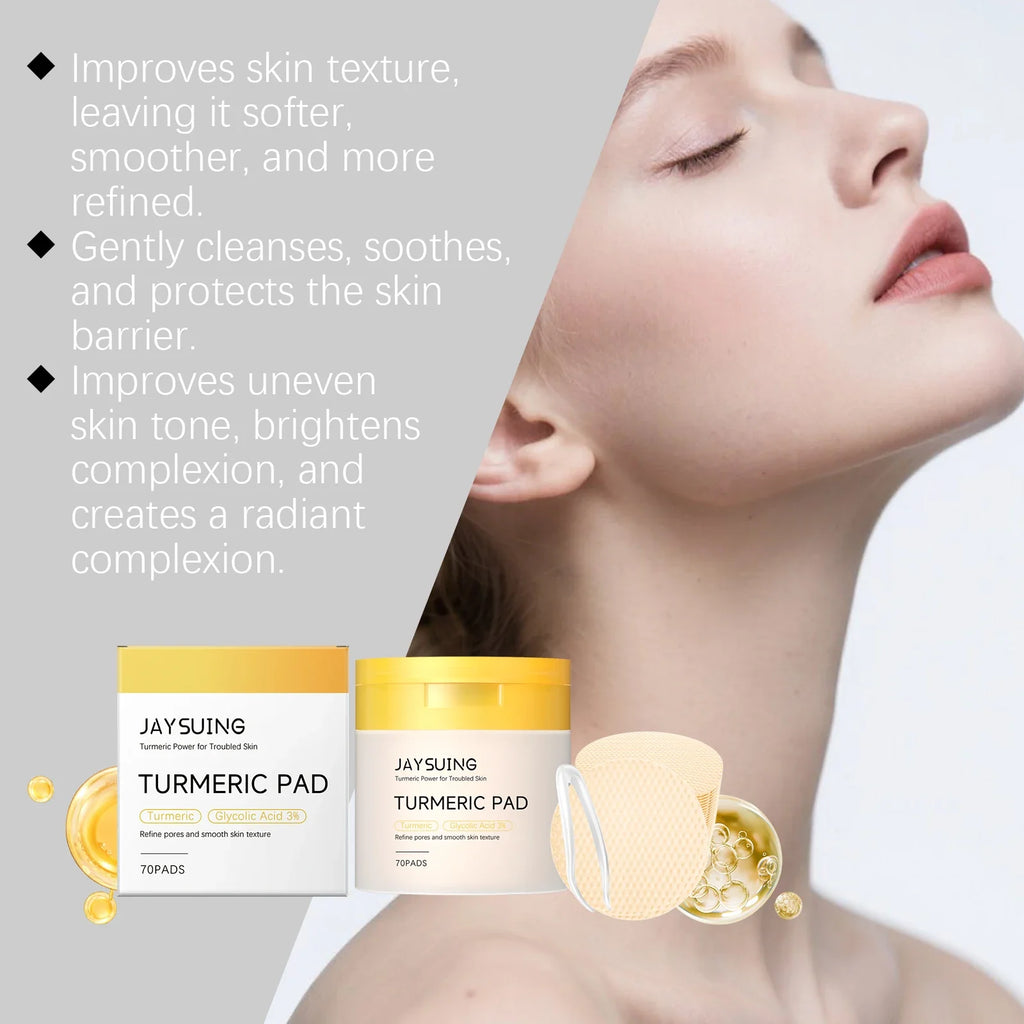 Turmeric Pore Cleaning Cotton Pads 70ct – Exfoliate & Brighten