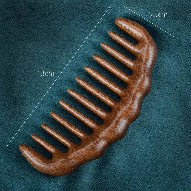 Natural Sandalwood Comb Wide Tooth Anti-static Scalp Massager Women