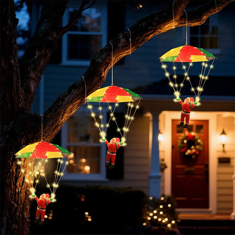 LED Light Christmas Skydiving Old Man Courtyard Gate Decorative