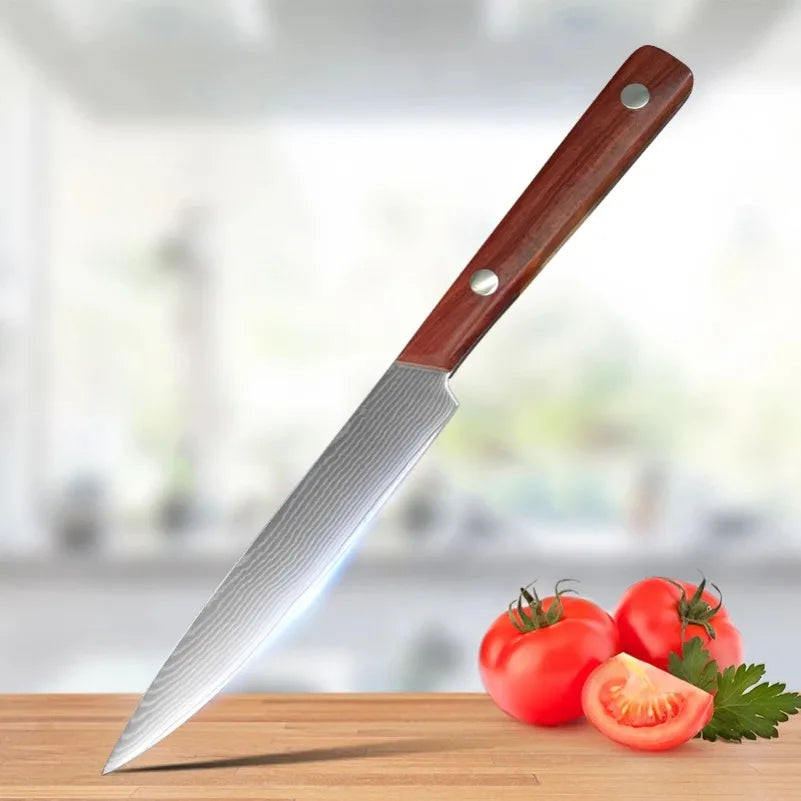 InLeung Damascus Steel Chef Knife – Sharp Wood Handle Kitchen Blade