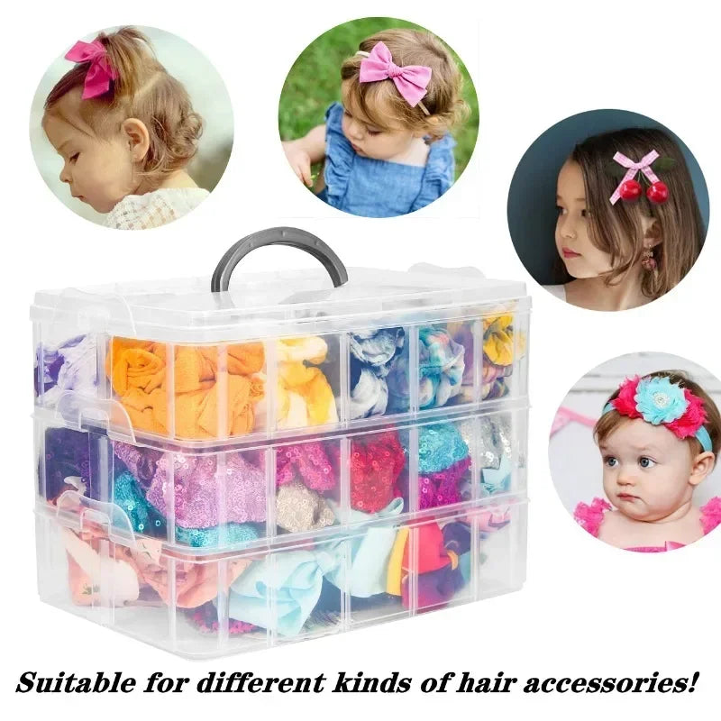 Stackable 3-Tier Plastic Storage Box Adjustable Compartment Toy