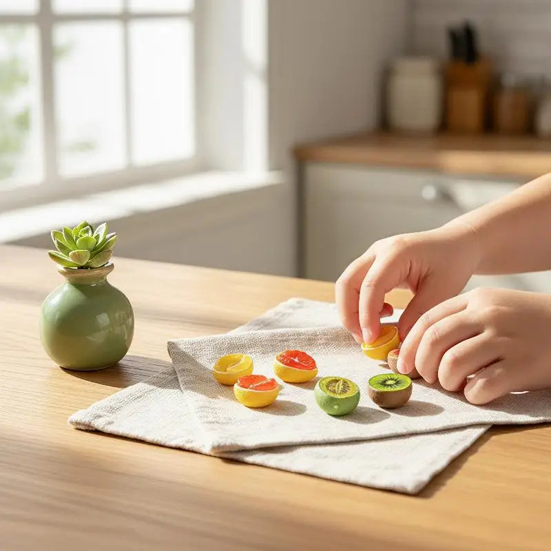 10pcs Resin Mini Fruit Charms – Kiwi, Grapefruit & Papaya DIY