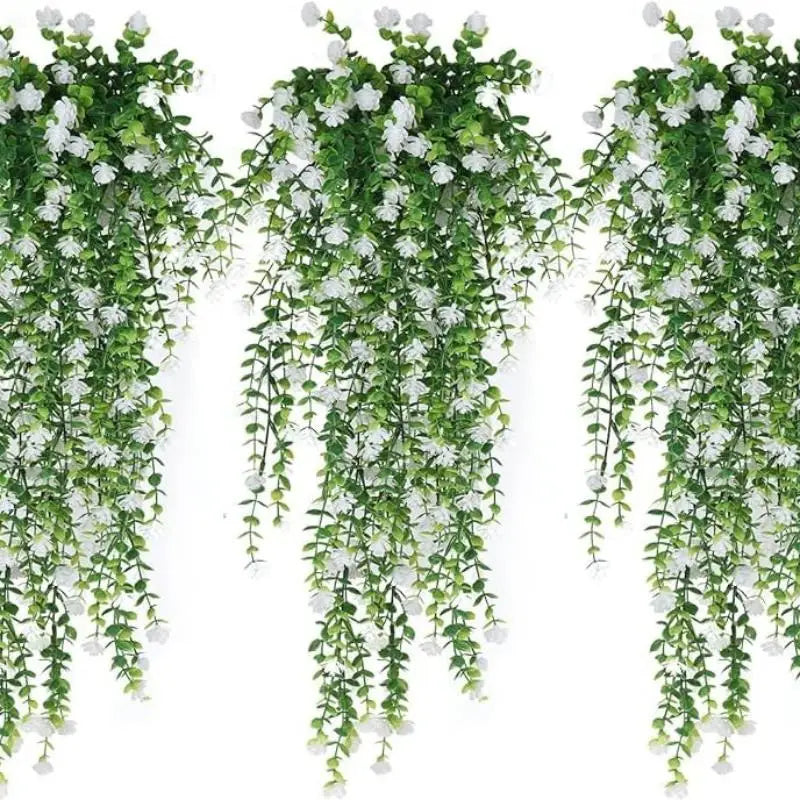 Artificial Plant Hanging Flowers Eucalyptus Leaves Wall Home Garden