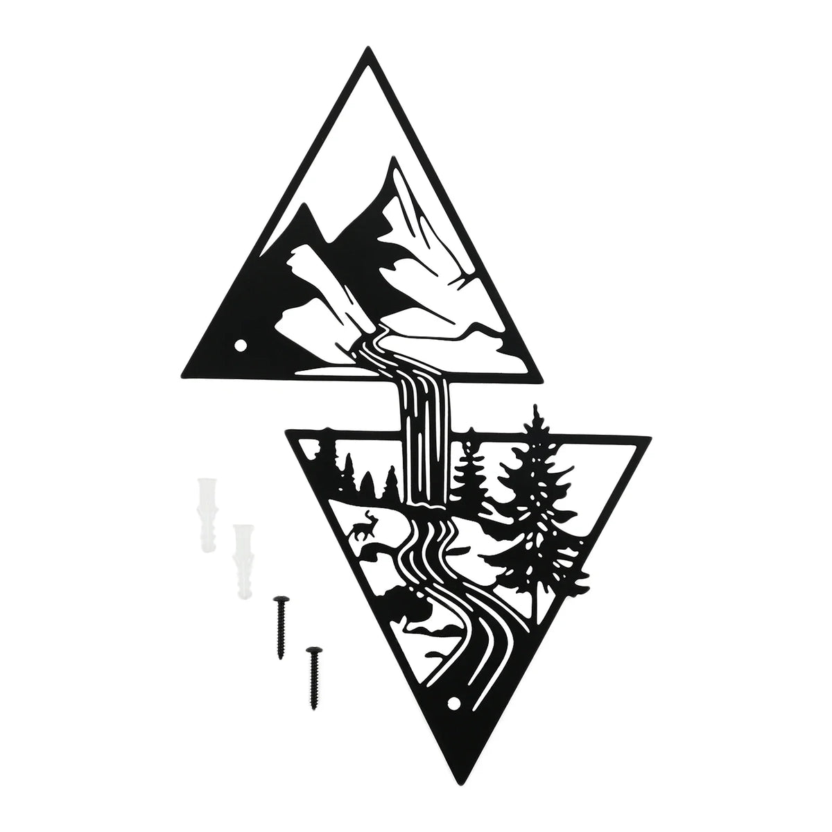 Mountain & Waterfall Metal Wall Art | Modern Nature Décor