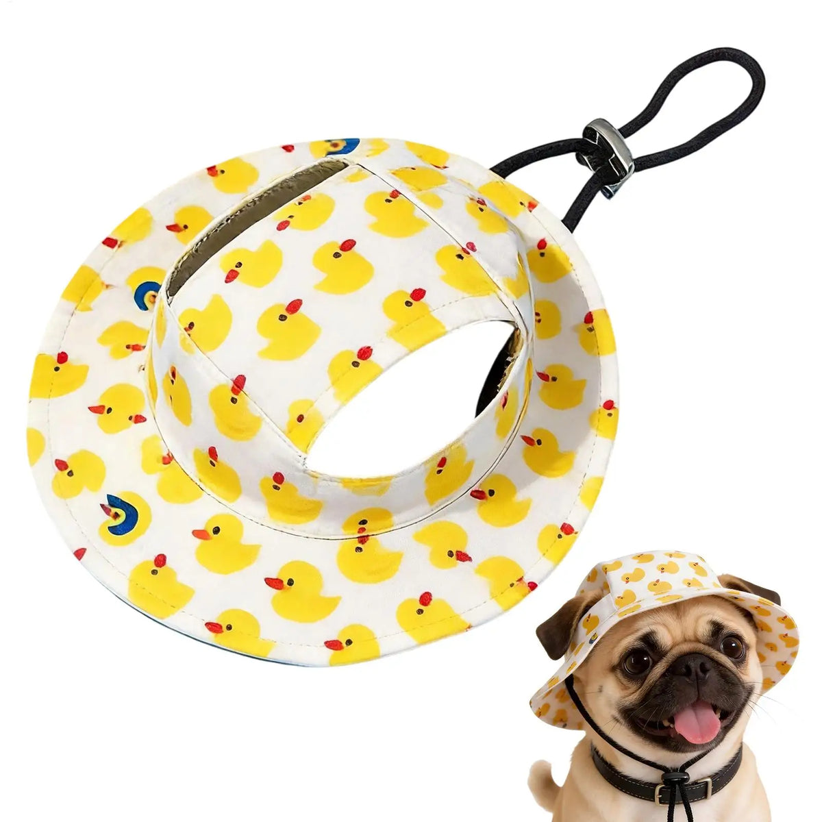 Adjustable Dog & Cat Sun Hat – UV Wide Brim Pet Cap