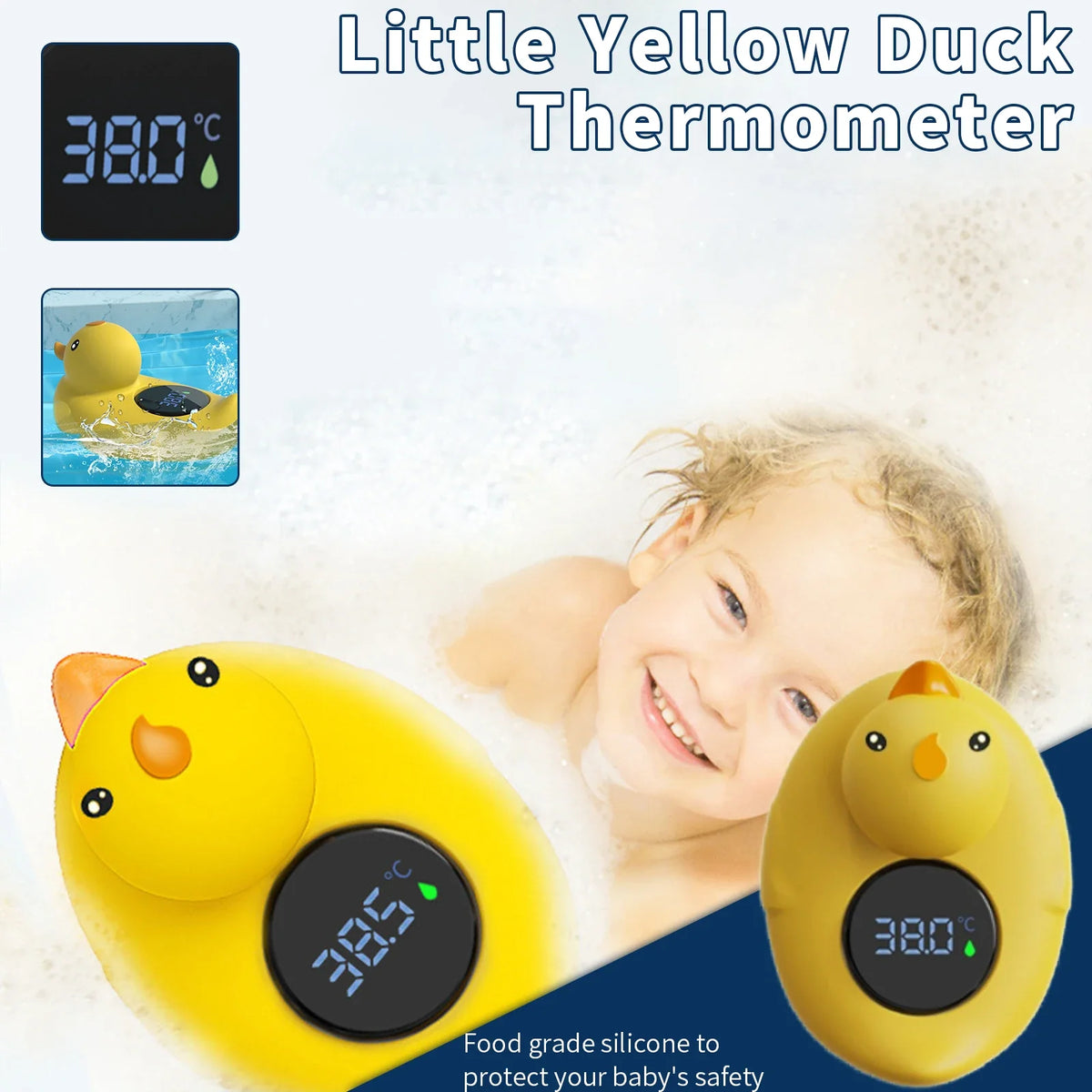 Thermometer Little Yellow Duck Baby Bathtub Shower Water Safe