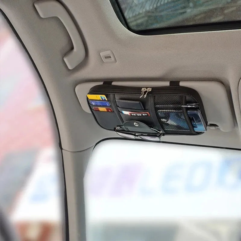 Car Sun Visor Organiser Sunglasses Holder Zip Pouch Truck SUV