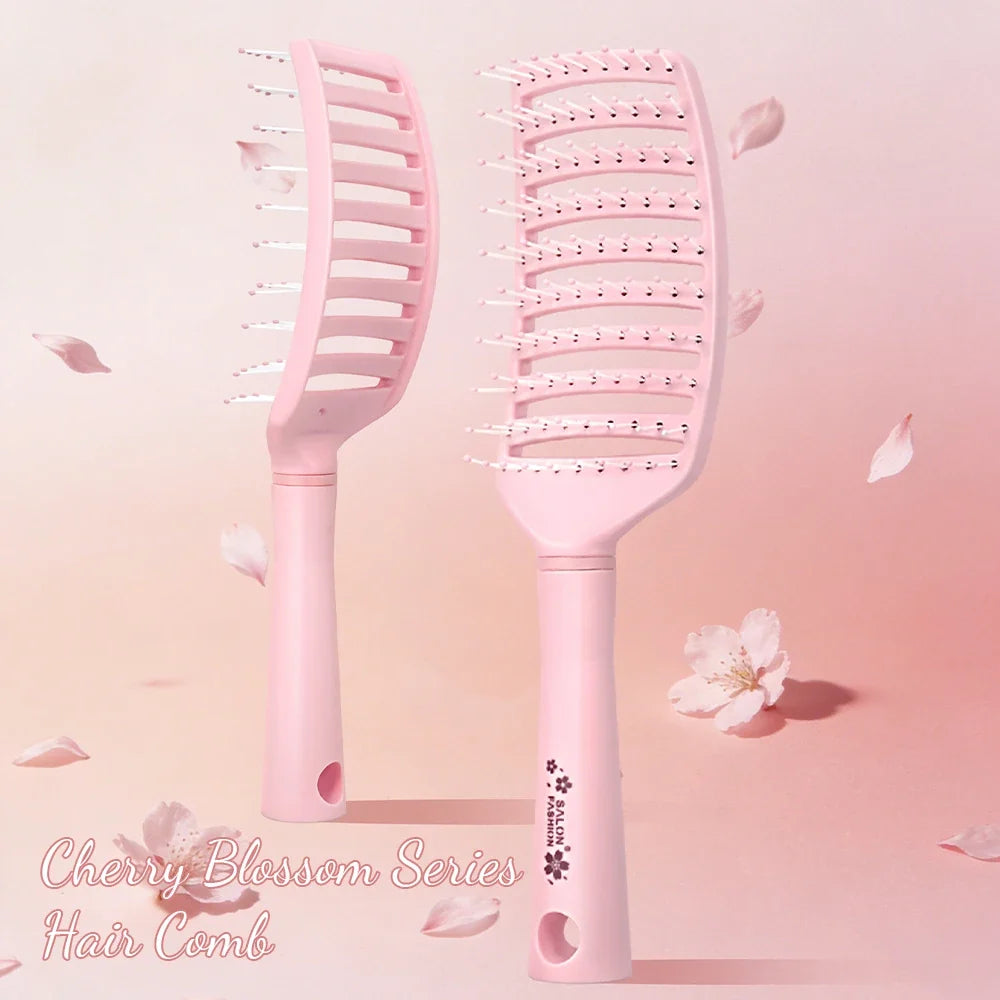 Cherry Blossom Pink Vent Hair Brush – Round-Tip Bristles