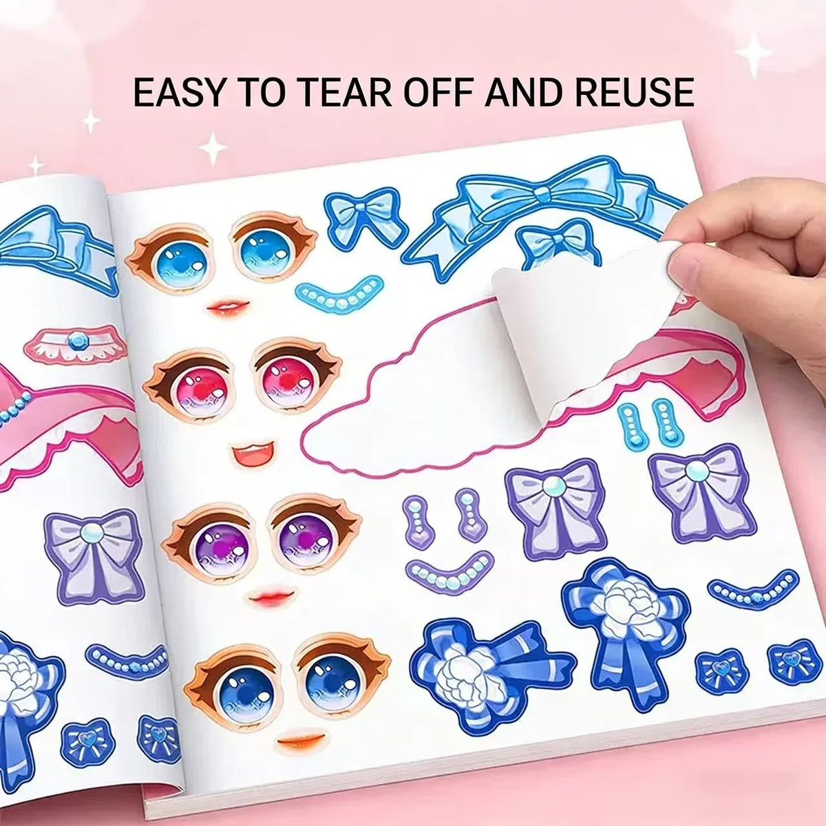 DIY Face Sticker Book Fashion Doll Design Dress-up Game Creative Fun