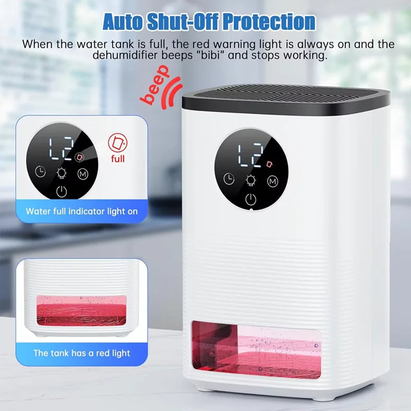 Portable Smart Dehumidifier 1.4L – Silent Timer & Auto Shut-Off