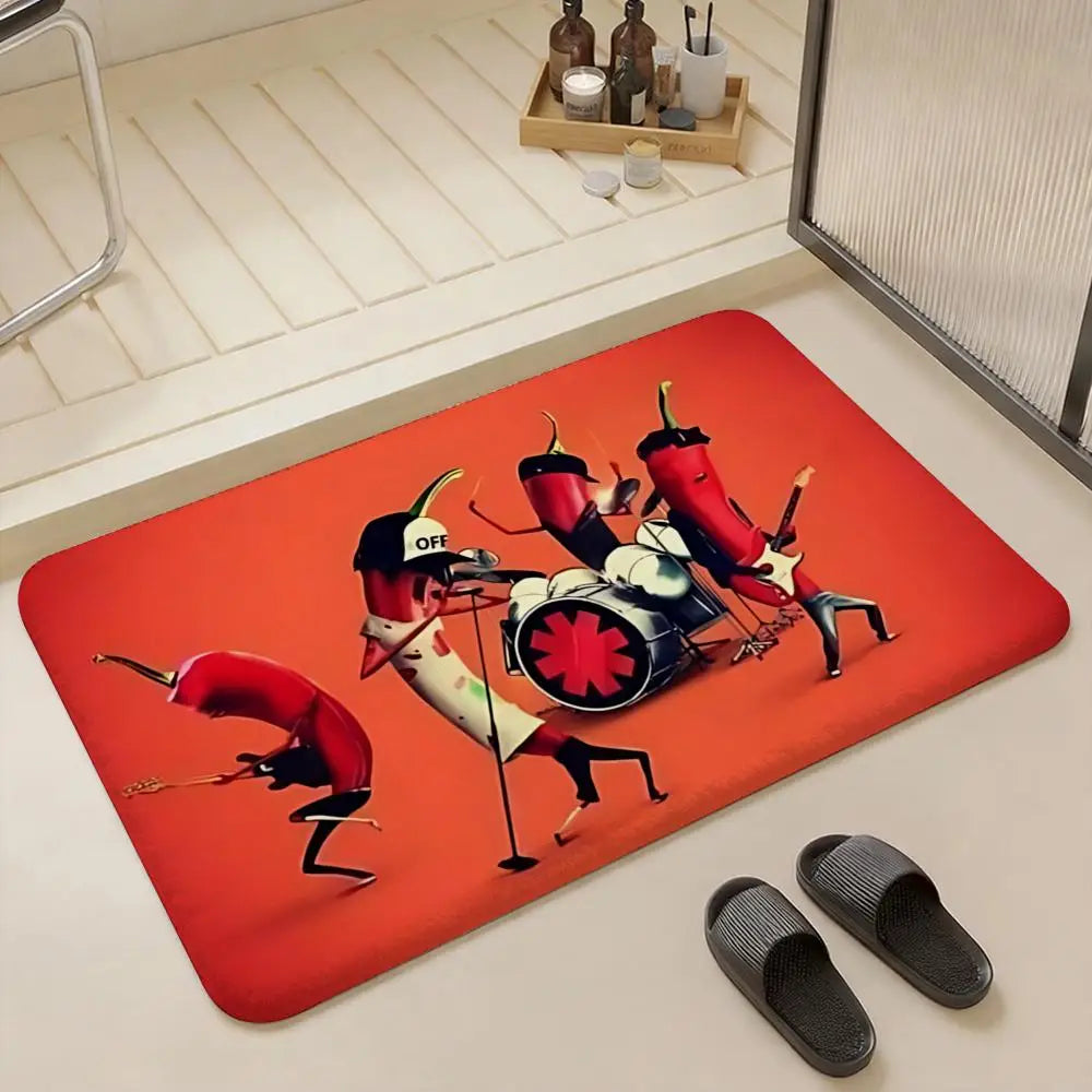 Rock Band Flannel Floor Mat – Soft Non-Slip Indoor Area Rug