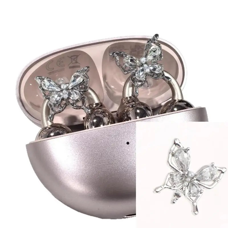 Rhinestone Clip-On Earbud Charms – 2Pcs DIY Earphone Decor