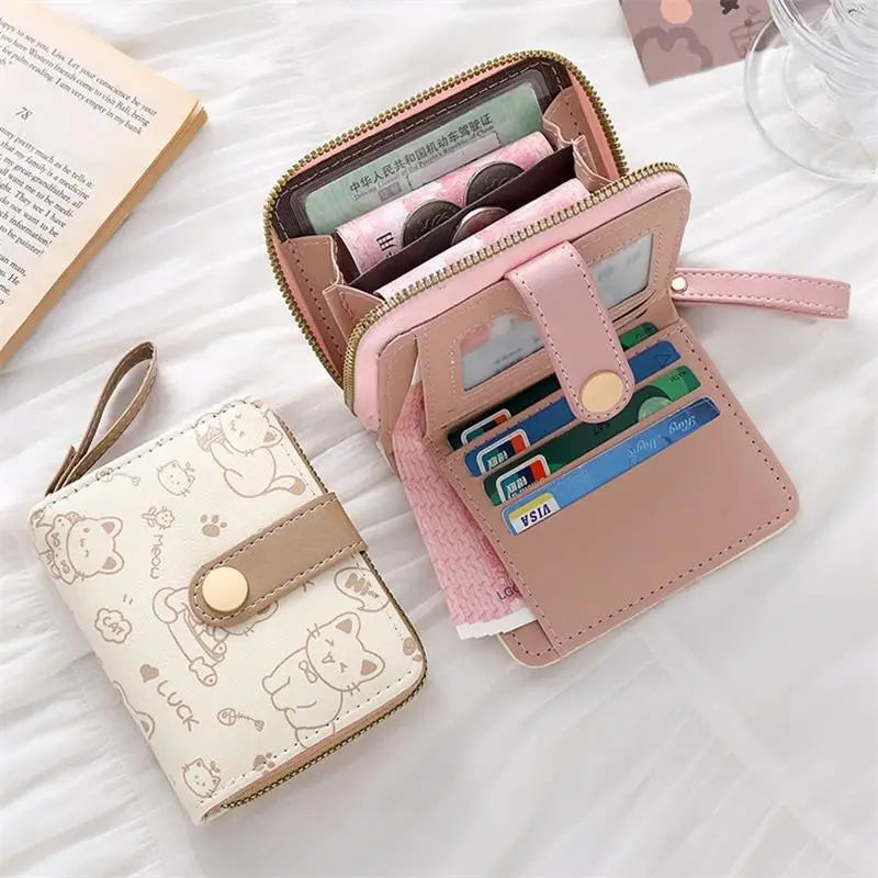 Cute Cat PU Leather Coin Purse & Folding Wallet for Women