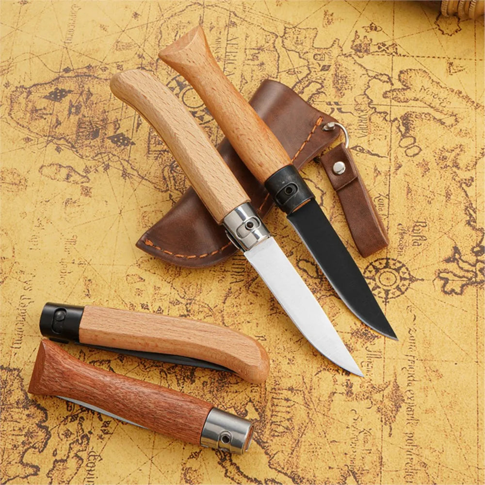 Folding Pocket Knife – 3CR13 Steel Blade & Wood Handle