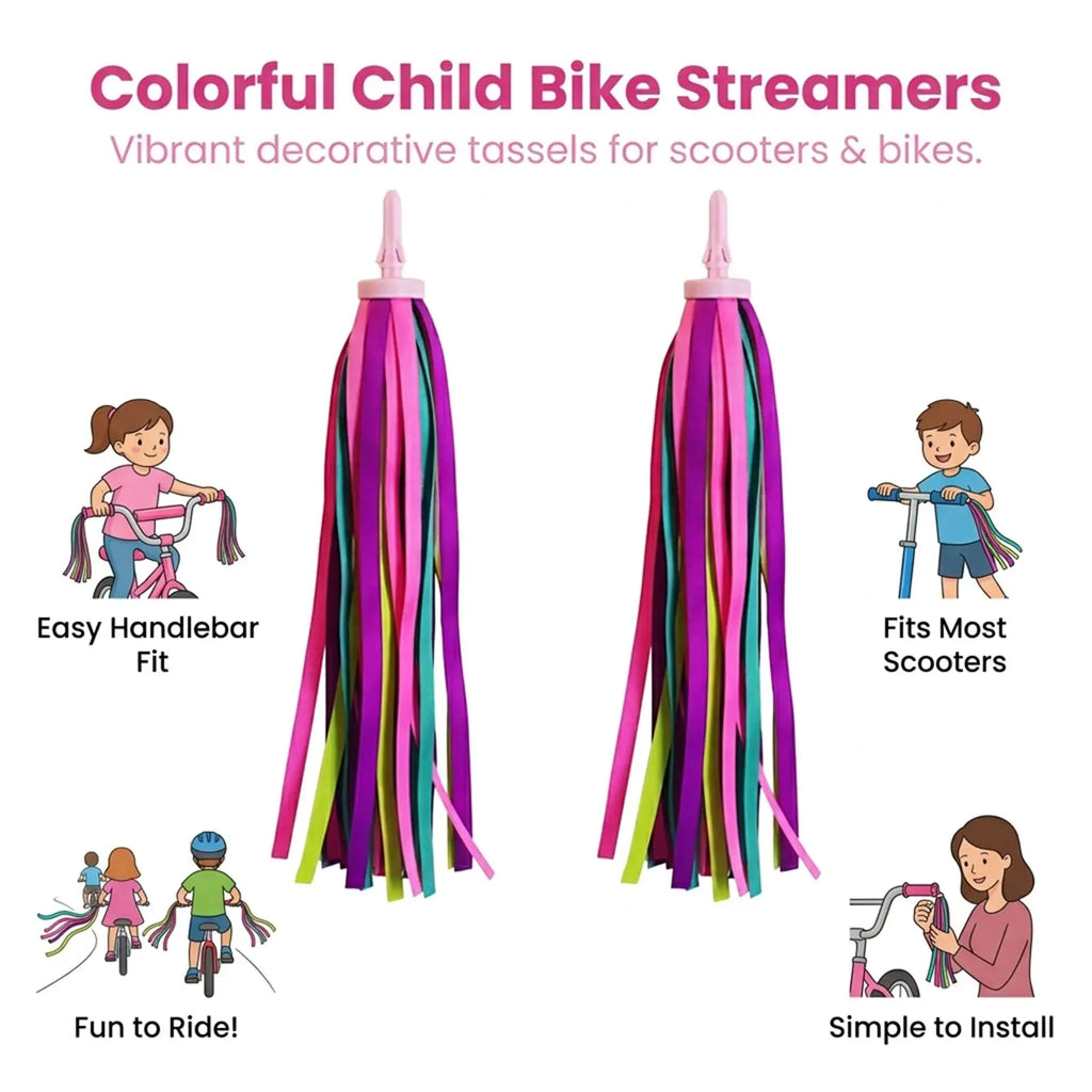 Kids Bike Handlebar Tassels – Colorful Scooter Decoration