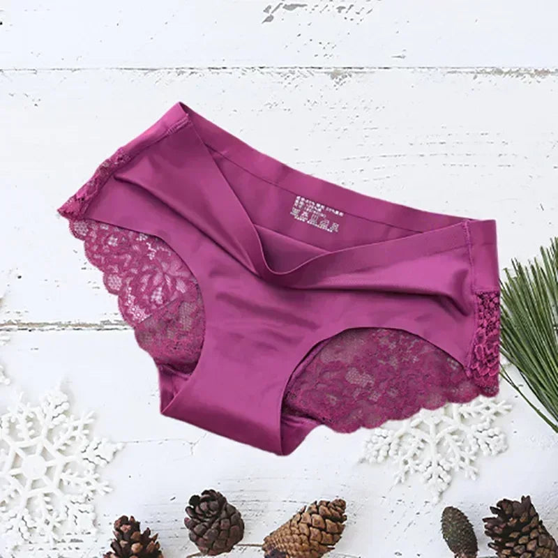 Women's Seamless Lace Briefs 3-Pack | Soft Cotton Low Rise Panties