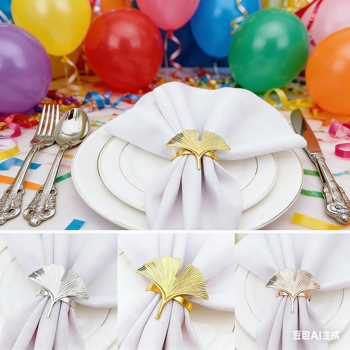 Ginkgo Leaves Napkin Ring Buckle Holders Wedding Party Thanksgiving