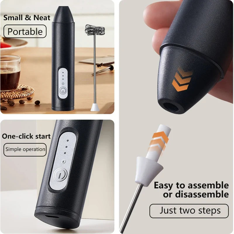UPGRADED Electric Coffee Frother MILK Whisk+egg Beater MINI Food