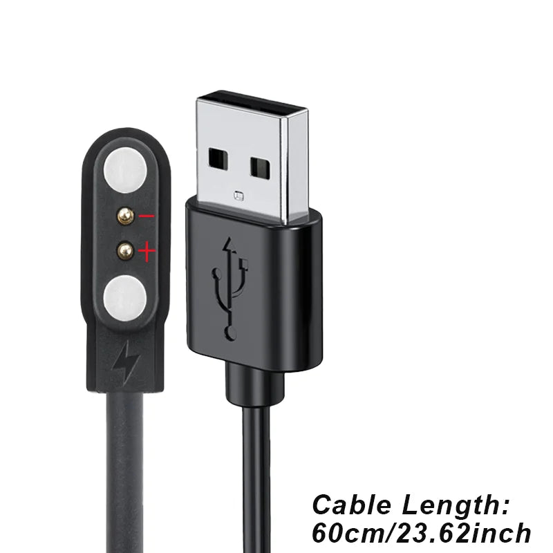 2-Pin Magnetic USB Smartwatch Charging Cable – 2.5mm Black
