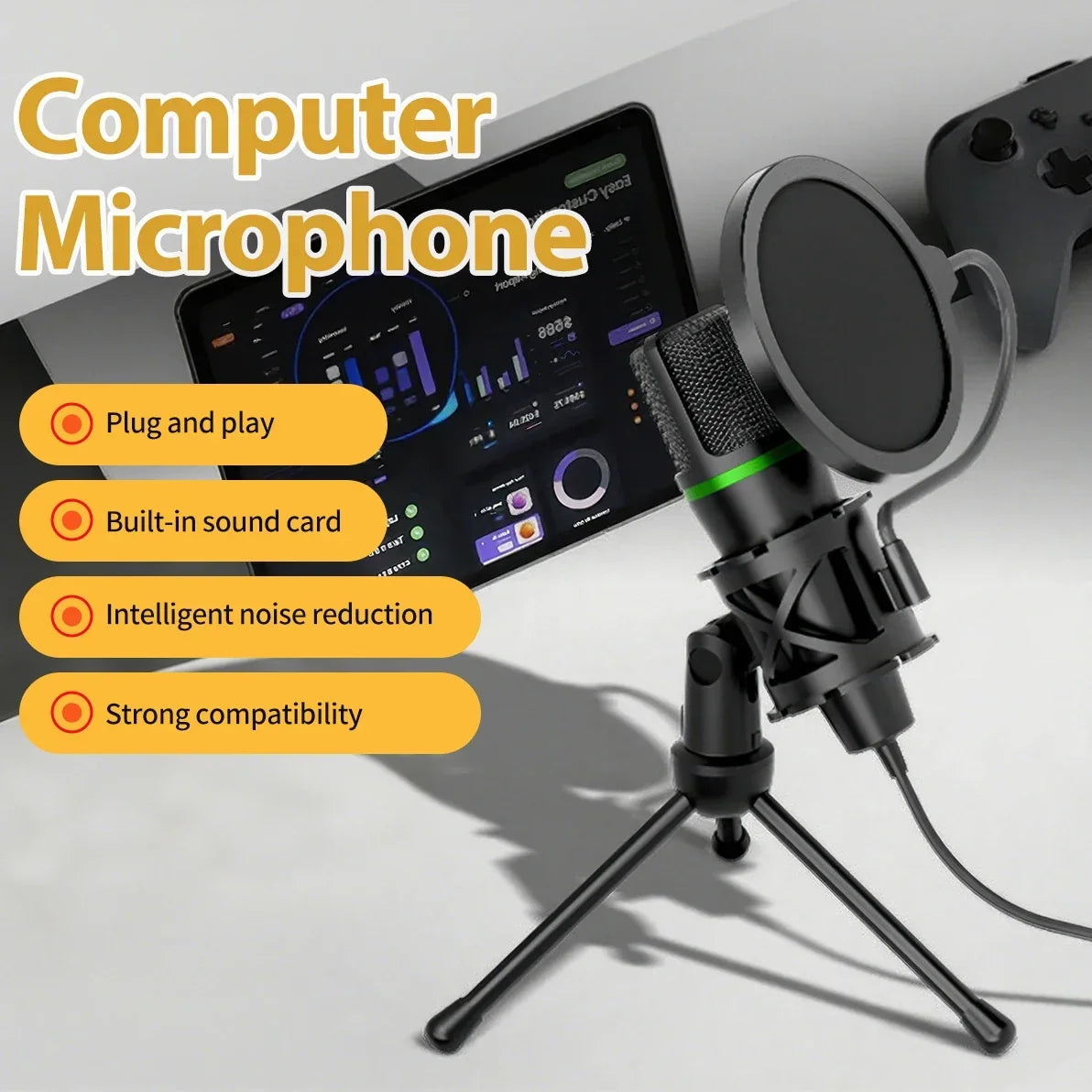 AyeBeau USB Condenser Microphone – RGB Gaming, Streaming & Podcast