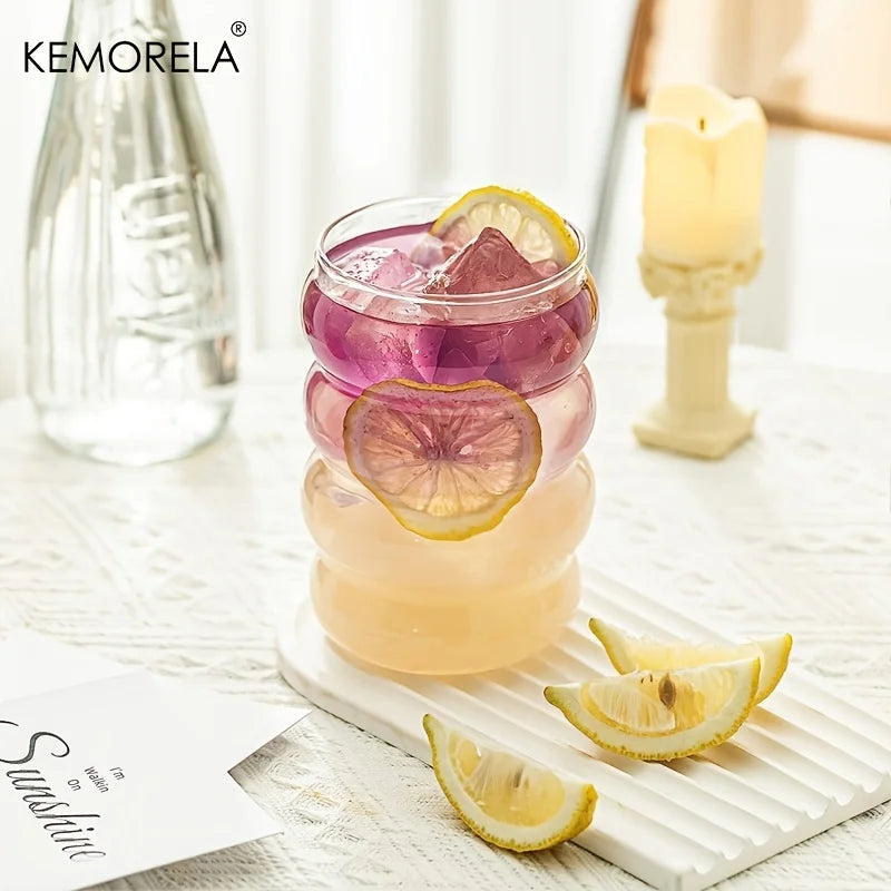 Drinking Glasses with Glass Straw & Bamboo Lid – 4-Pack