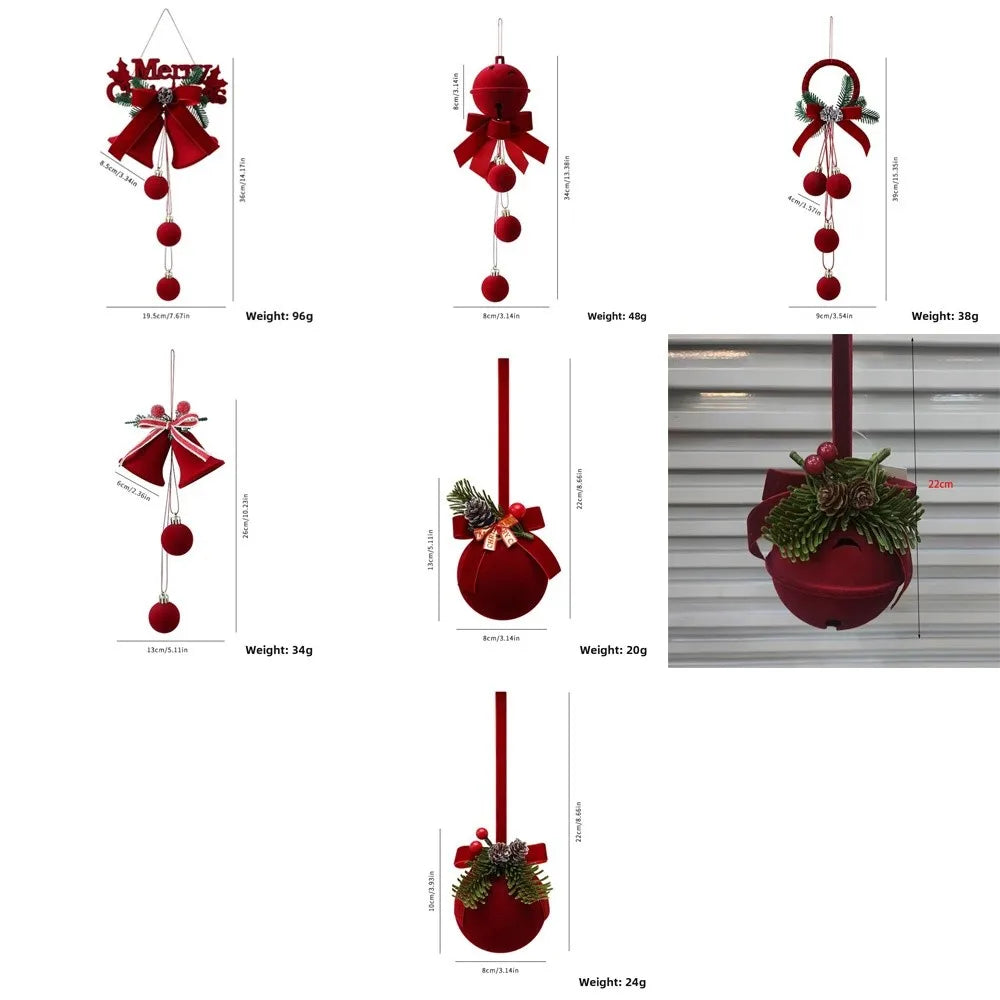 Flocked Velvet Christmas Bell Ornament | Reusable Xmas Tree Pendant