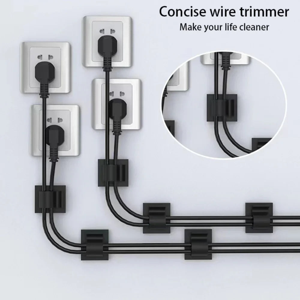 50-Pack Clear Adhesive Cable Clips | Cable & Wire Organizer