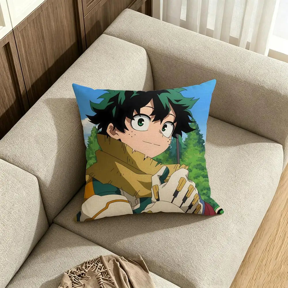 Anime Izuku Midoriya Linen Cushion Cover | Sofa & Bedroom Decor