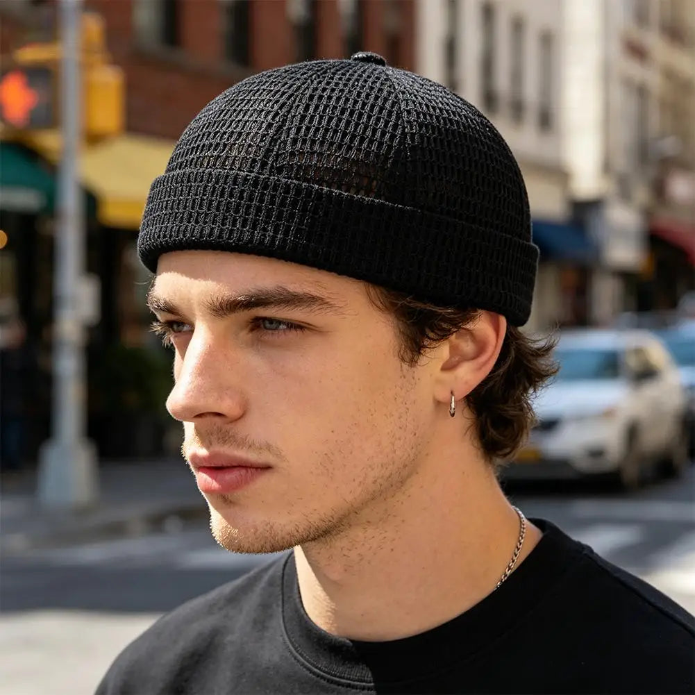 Men's Mesh Brimless Docker Cap | Breathable Summer Beanie
